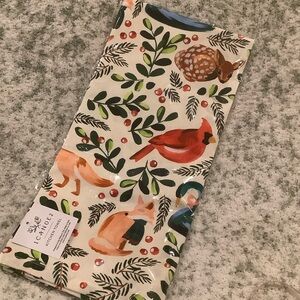1Canoe2 Colorful Winter Floral Holiday Forest  Animal Kitchen Towel NWT Cotton